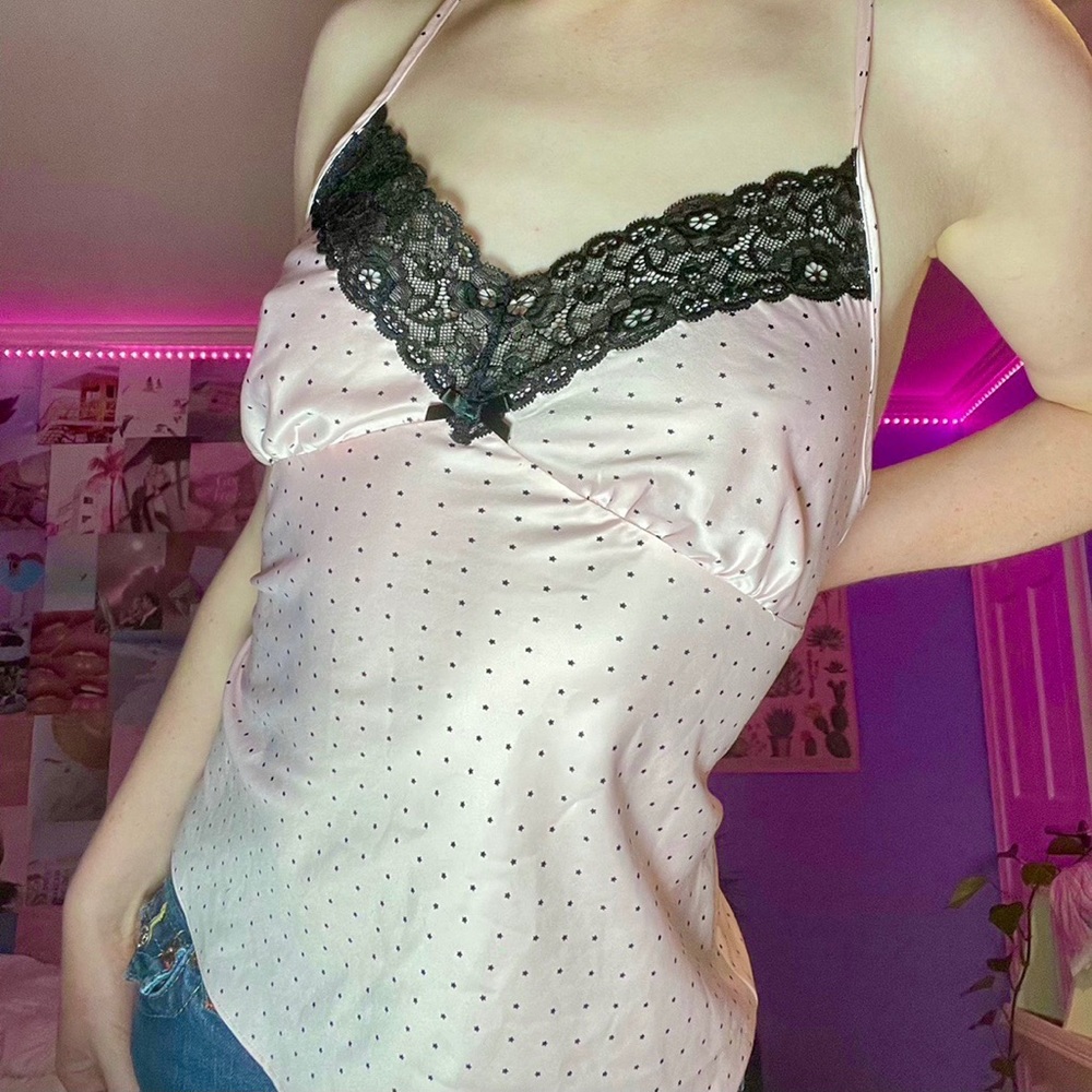Pink Lace Lingerie Tank Top